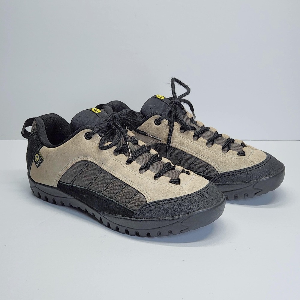 Shimano SPD Mountain Bike Shoes Mens Size 7 Beige Black Clipless SPD Cleats